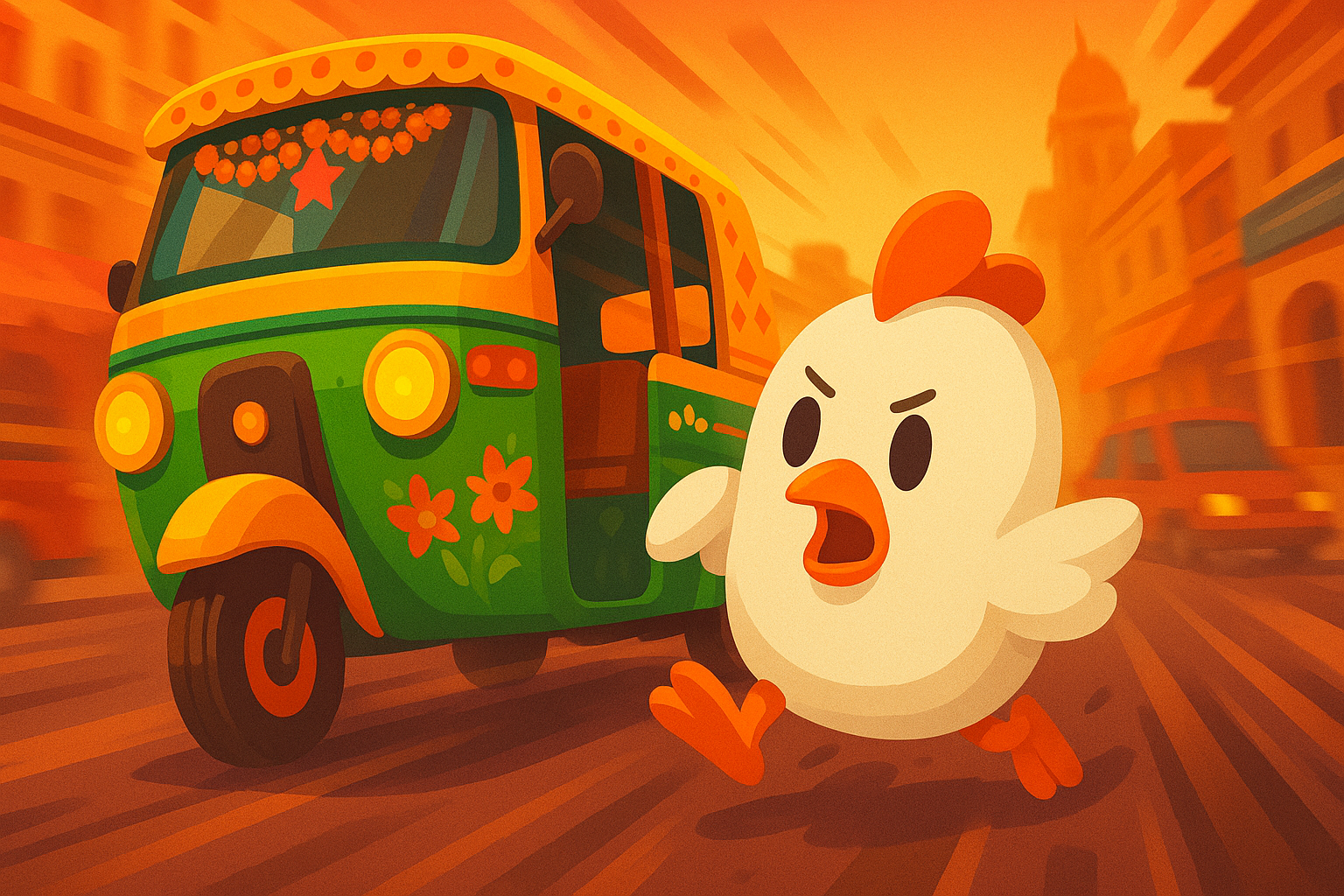 Chicken Road Game Screenshot - Indian Street Crossing Adventure